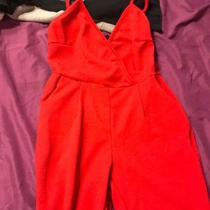 Red jump suit